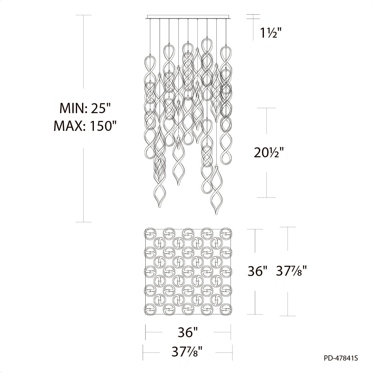 21 Lights Interlace Square Multi Light 4CCT