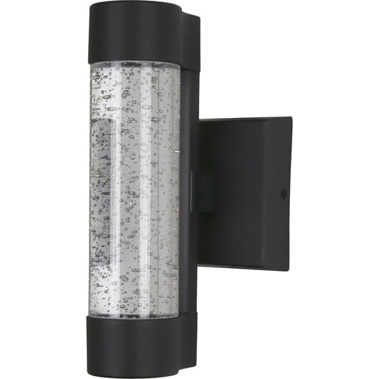 12-Inch LED Cylinder Outdoor Up & Down Wall Sconce, Clear Acrylic Cylinder