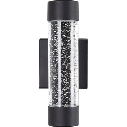 12-Inch LED Cylinder Outdoor Up & Down Wall Sconce, Clear Acrylic Cylinder