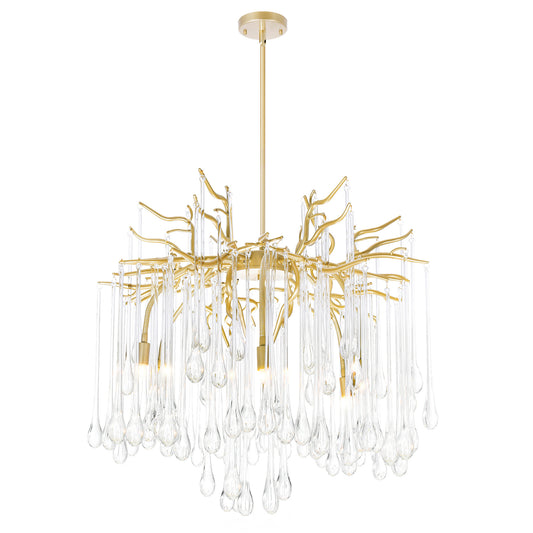 26" Anita 6 Light Chandelier With Gold Leaf Finish