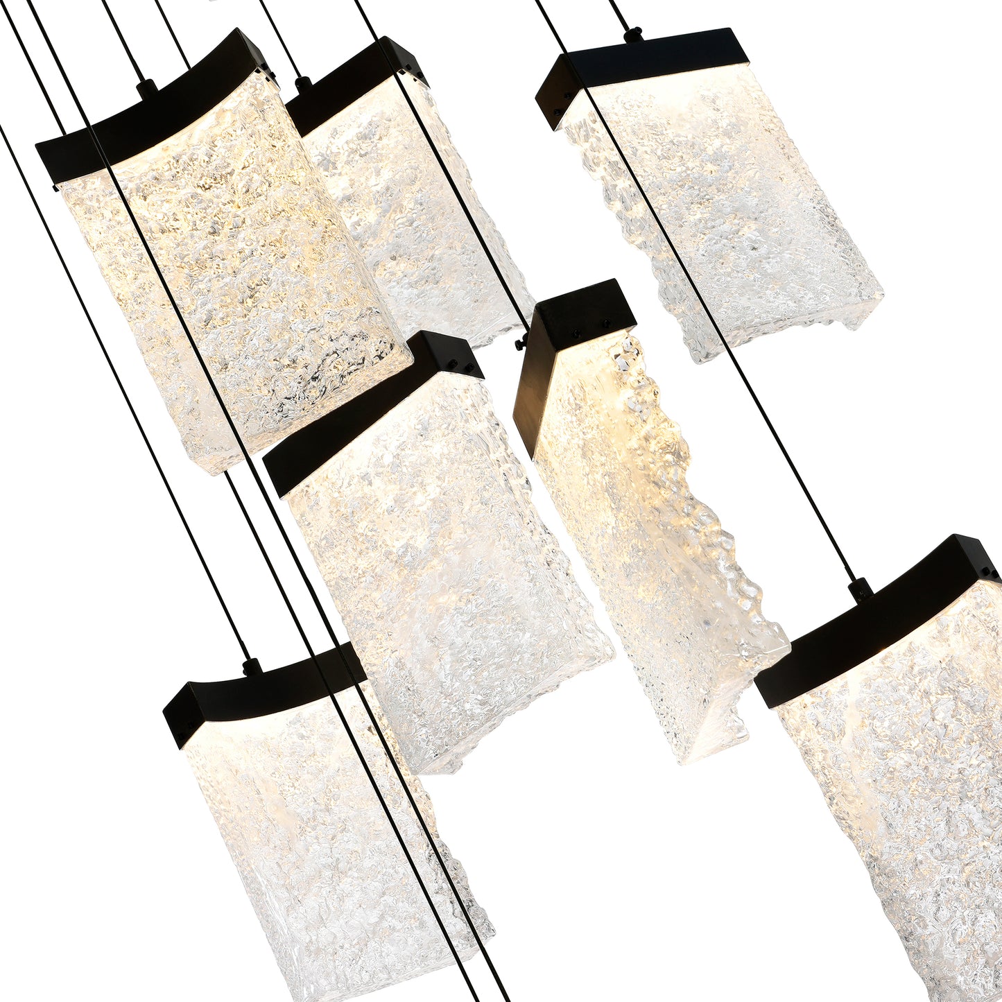 36" Large Lava Integrated LED Black Chandelier