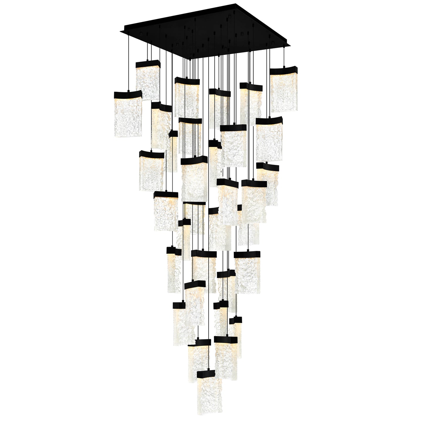 36" Large Lava Integrated LED Black Chandelier