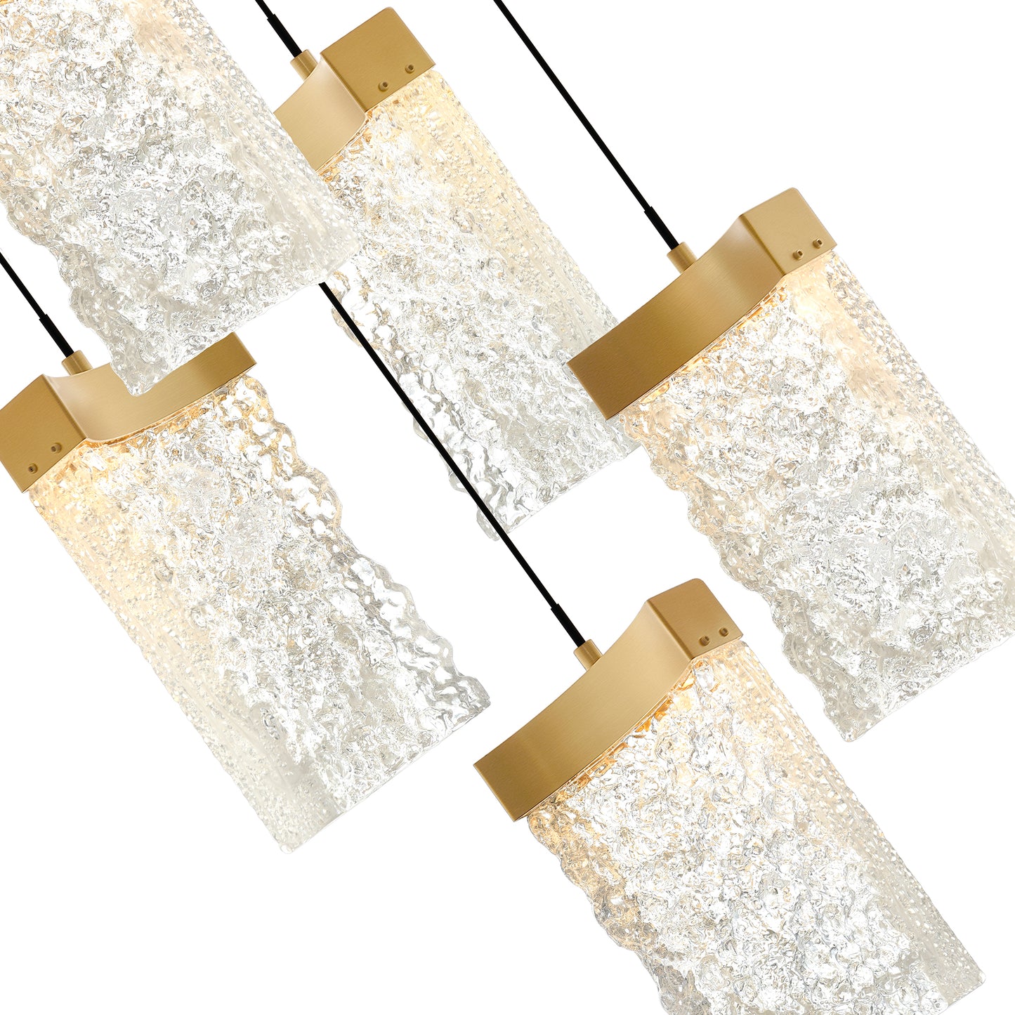 36" Large Lava Integrated LED Brass Chandelier