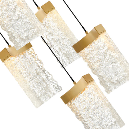 36" Large Lava Integrated LED Brass Chandelier