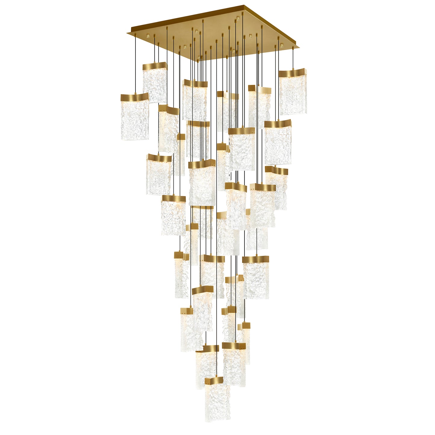 36" Large Lava Integrated LED Brass Chandelier