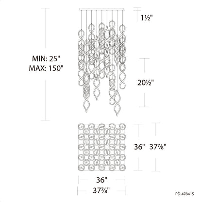 21 Lights Interlace Square Multi Light 4CCT