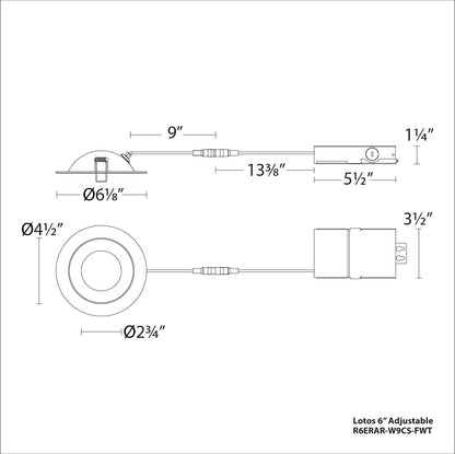 6" Fire Rated Adjustable Downlight 5CCT