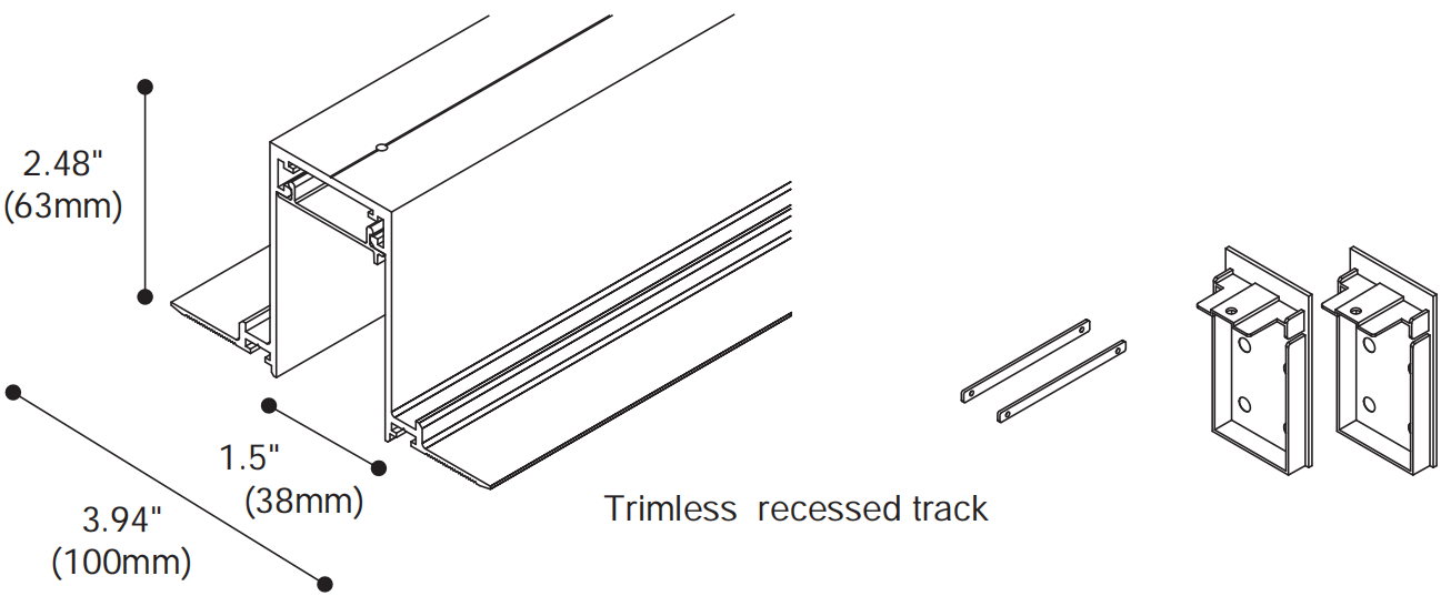 96" Trimless Recessed Track